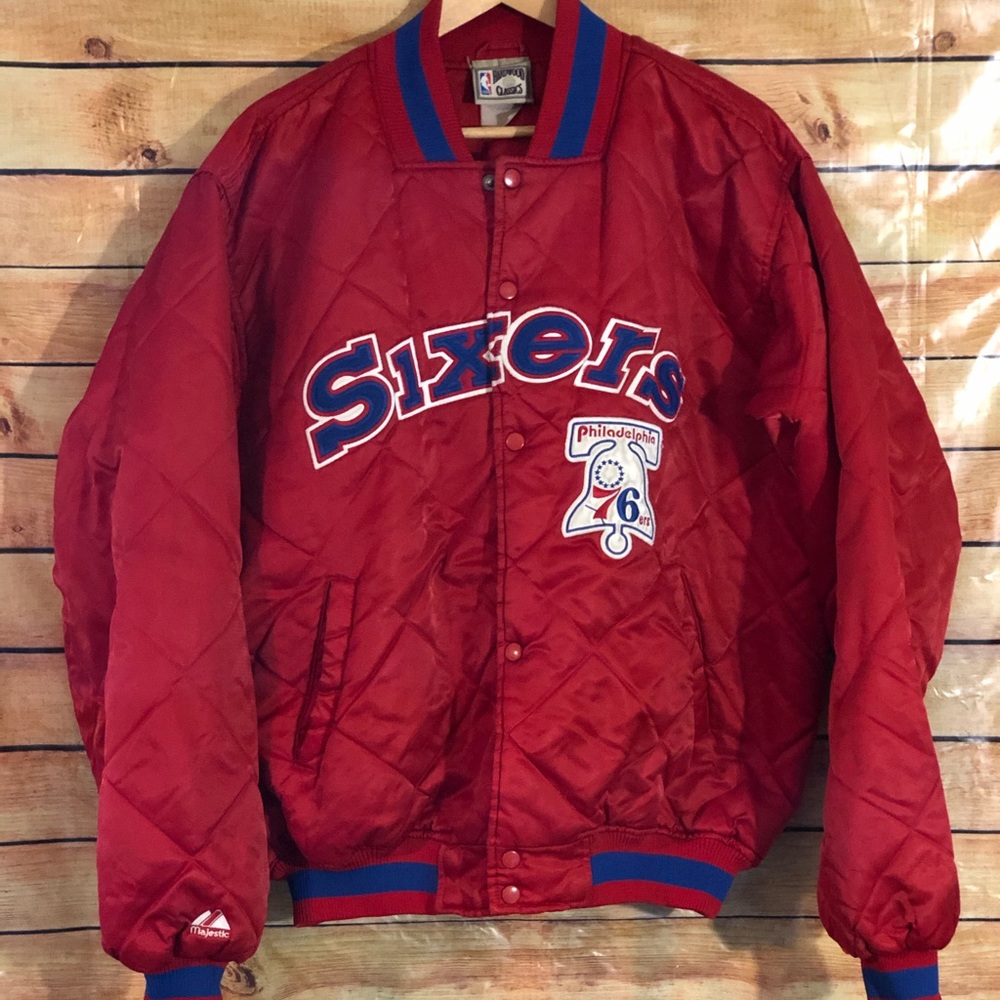 Majestic Red Sixers Bomber Jacket